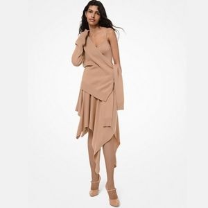 Michael Kors Collection Tan Off-the-Shoulder Sweater